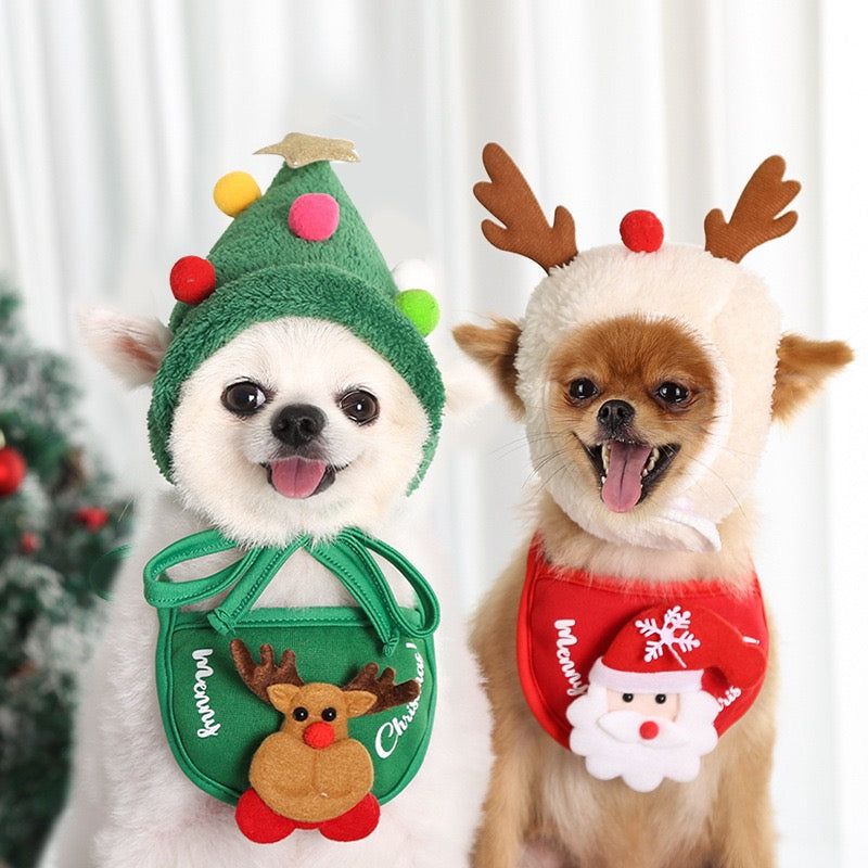 Ho Ho Ho! Festive Christmas Suit (Hat & Bib) for Dogs