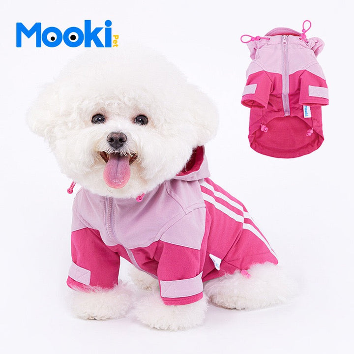 Pink Colorblock Windbreaker with Hood for Pets