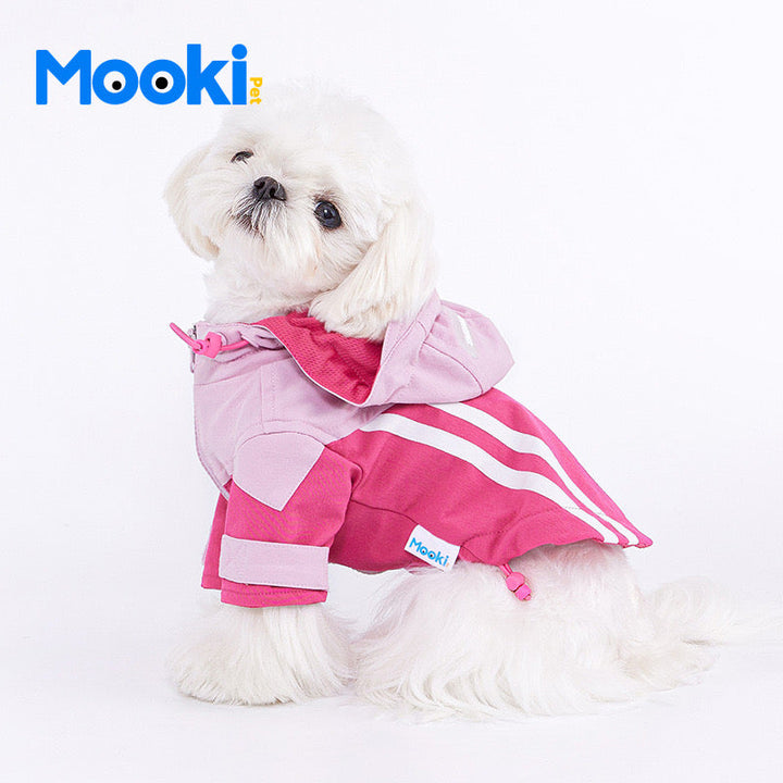 Pink Colorblock Windbreaker with Hood for Pets