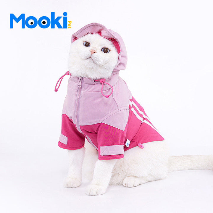 Pink Colorblock Windbreaker with Hood for Pets