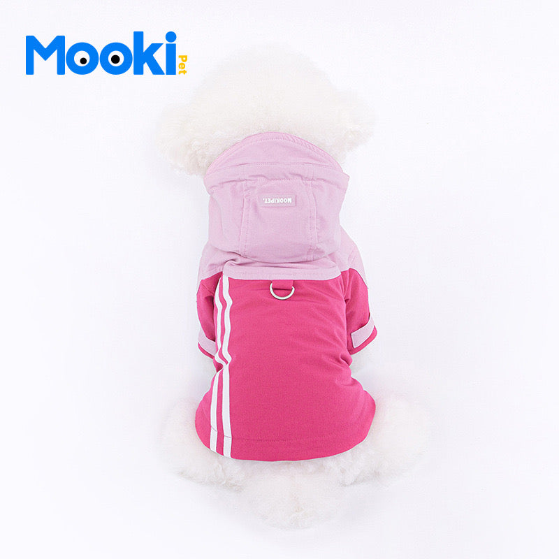 Pink Colorblock Windbreaker with Hood for Pets