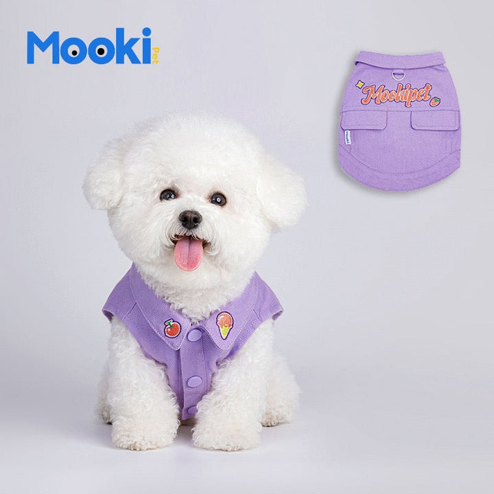 Purple Sleeveless Cotton Jacket with Pockets for Pets