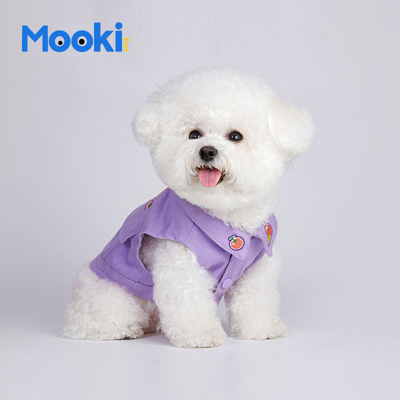 Purple Sleeveless Cotton Jacket with Pockets for Pets