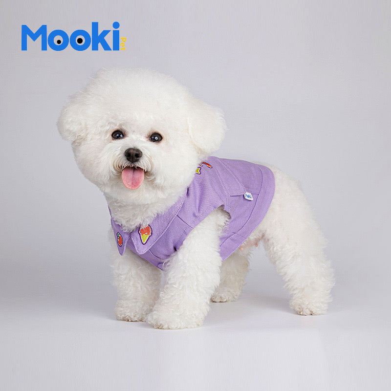 Purple Sleeveless Cotton Jacket with Pockets for Pets