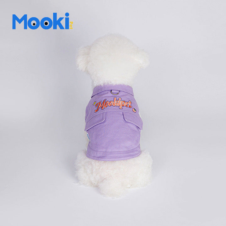 Purple Sleeveless Cotton Jacket with Pockets for Pets